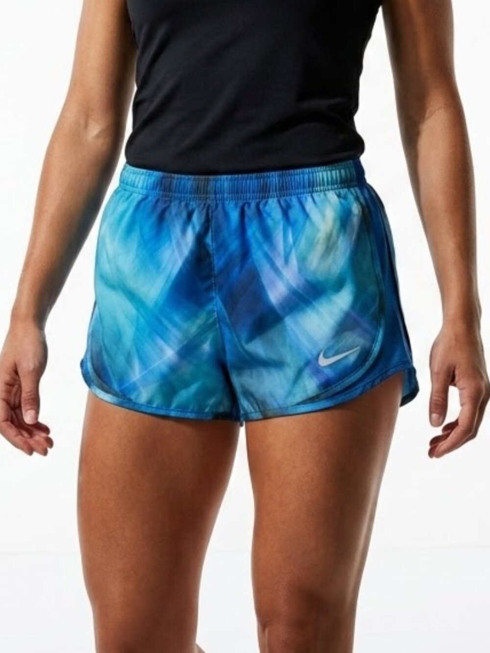 Nike Abstract Glitch Print Tempo Shorts Size S Blue Gorpcore Cyber Y2K Athletic